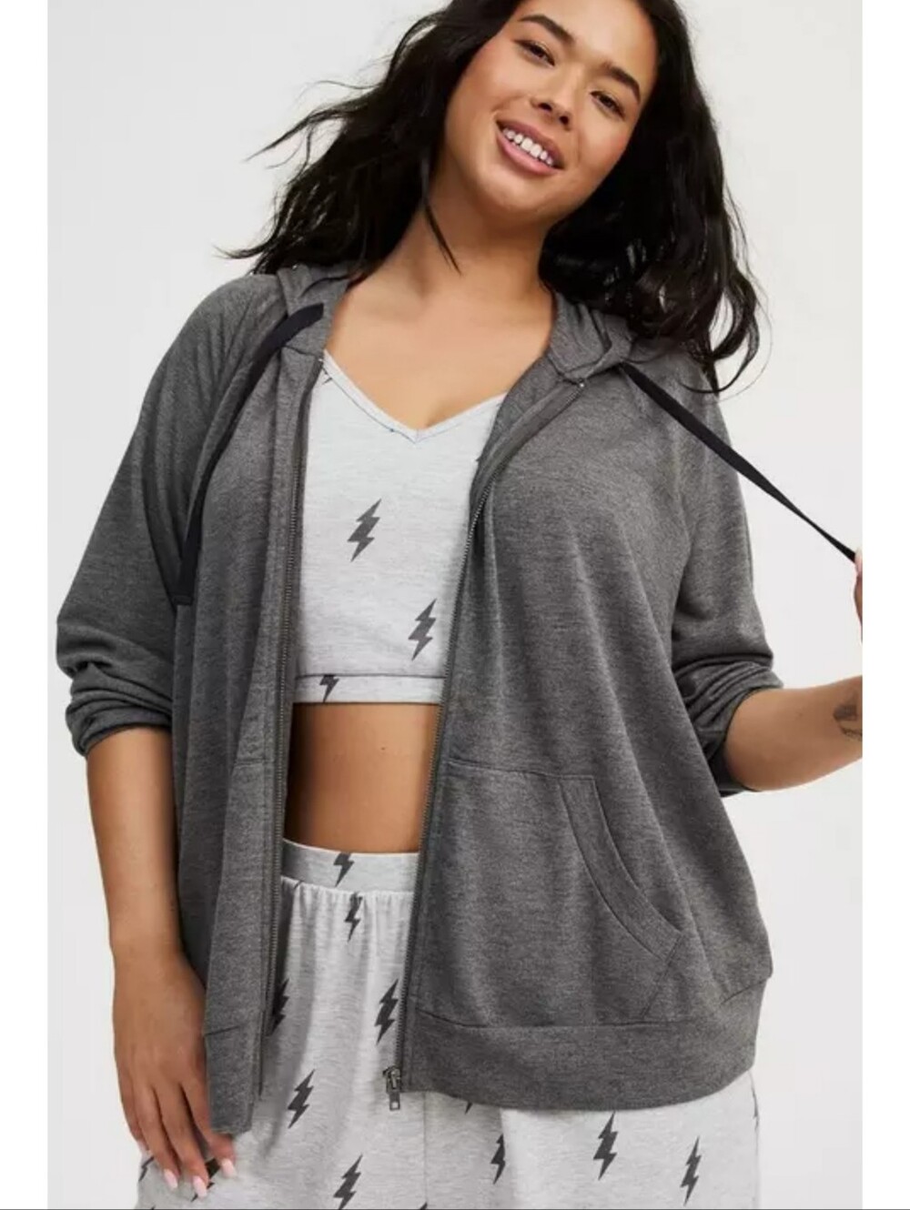 Torrid Sleep Terry Lounge Hoodie In Charcoal Gray Size 0 (M/10)